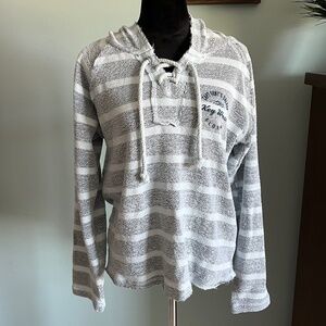 Coconut Creek Nautical Hooded Pullover Light Aqua/Gray XL